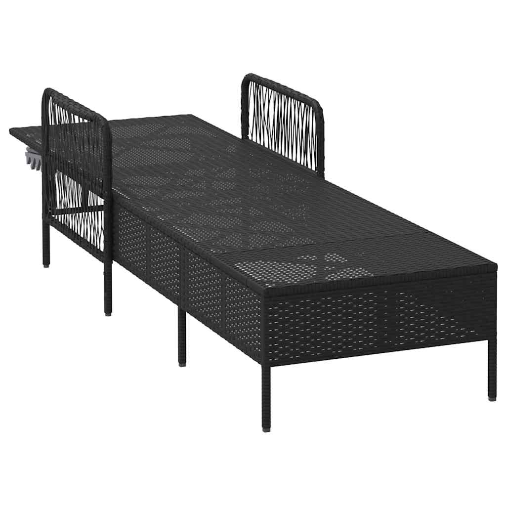 vidaXL Ligbed met Kussen Zwart van Poly Rattan