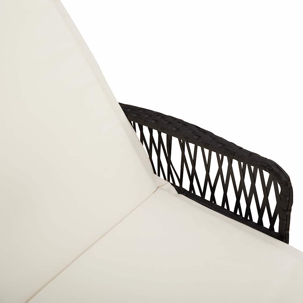 vidaXL Ligbed met Kussen Zwart van Poly Rattan