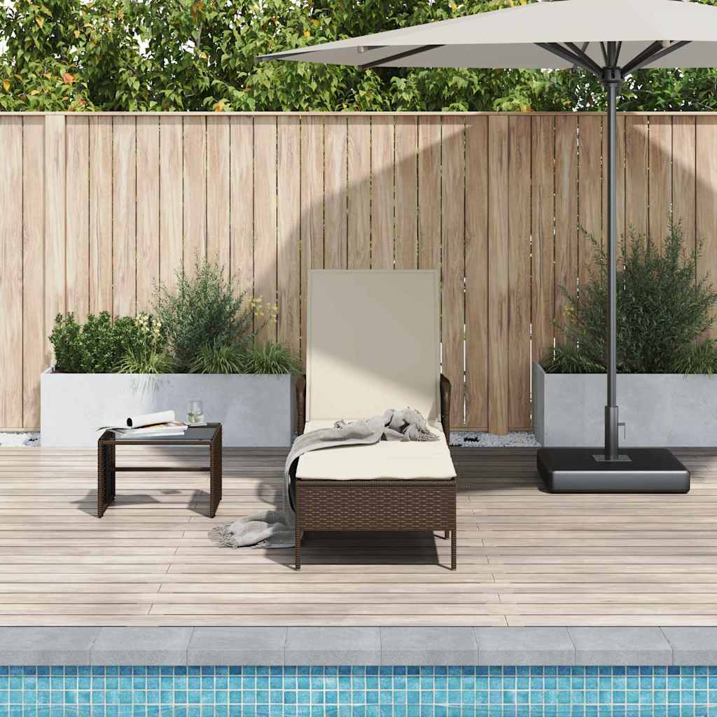 vidaXL Ligbed met Kussen Zwart van Poly Rattan