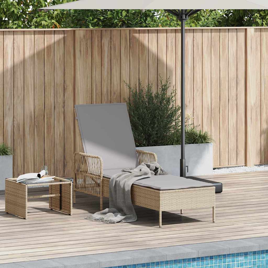 vidaXL Ligbed met Kussen Zwart van Poly Rattan
