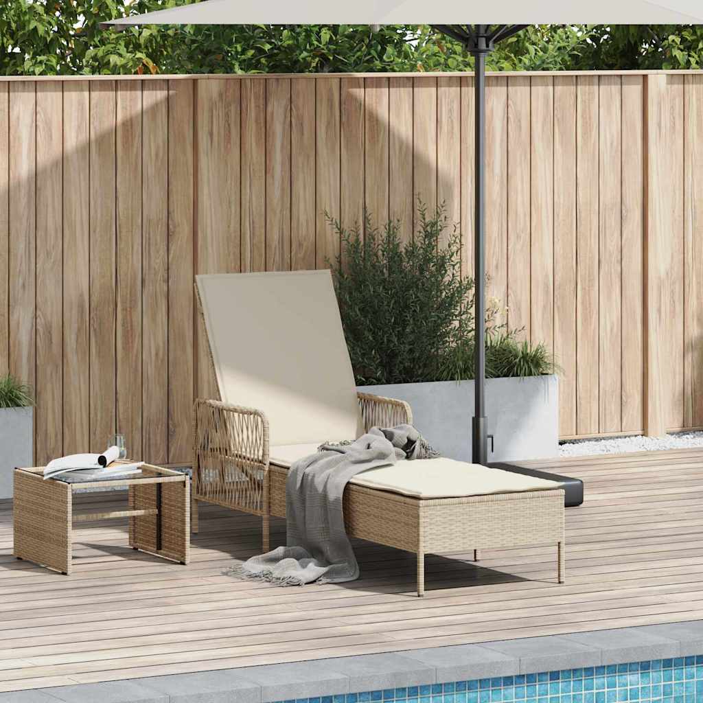 vidaXL Ligbed met Kussen Zwart van Poly Rattan