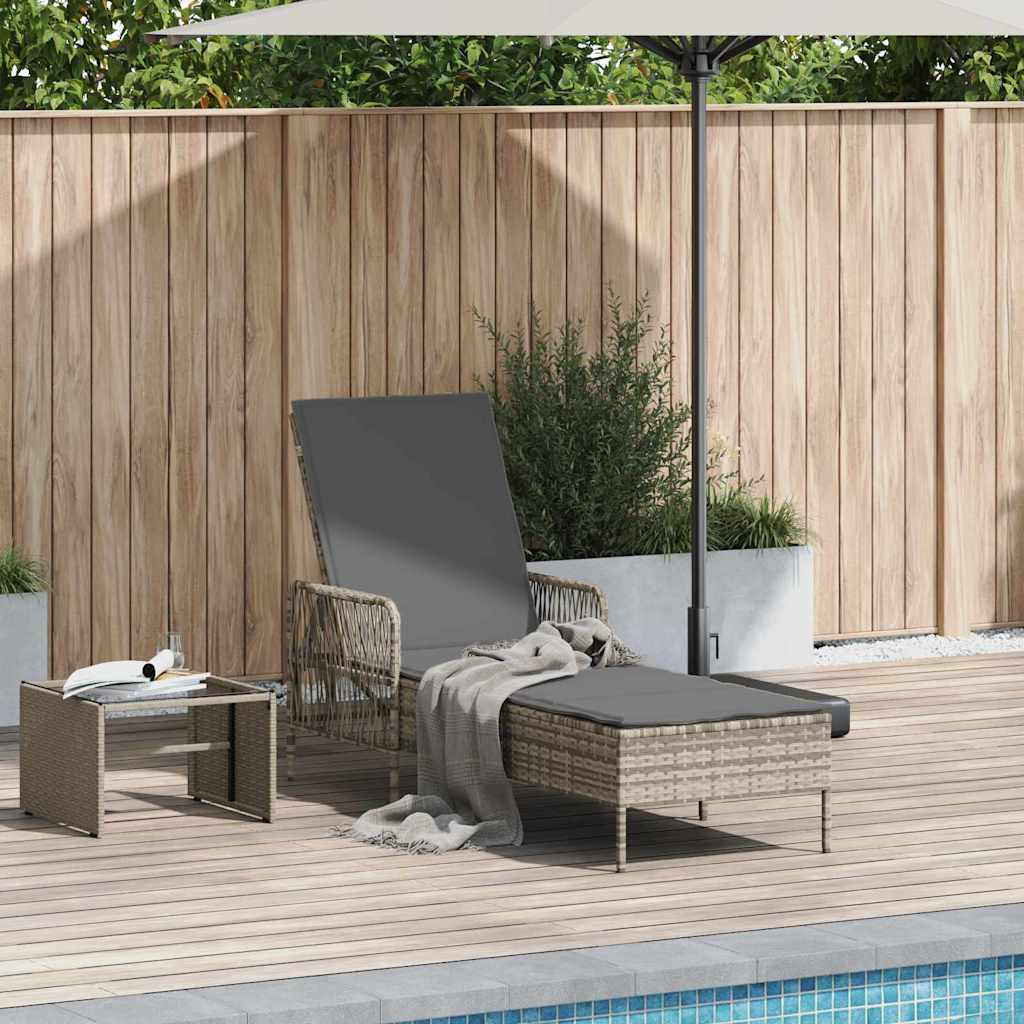 vidaXL Ligbed met Kussen Zwart van Poly Rattan