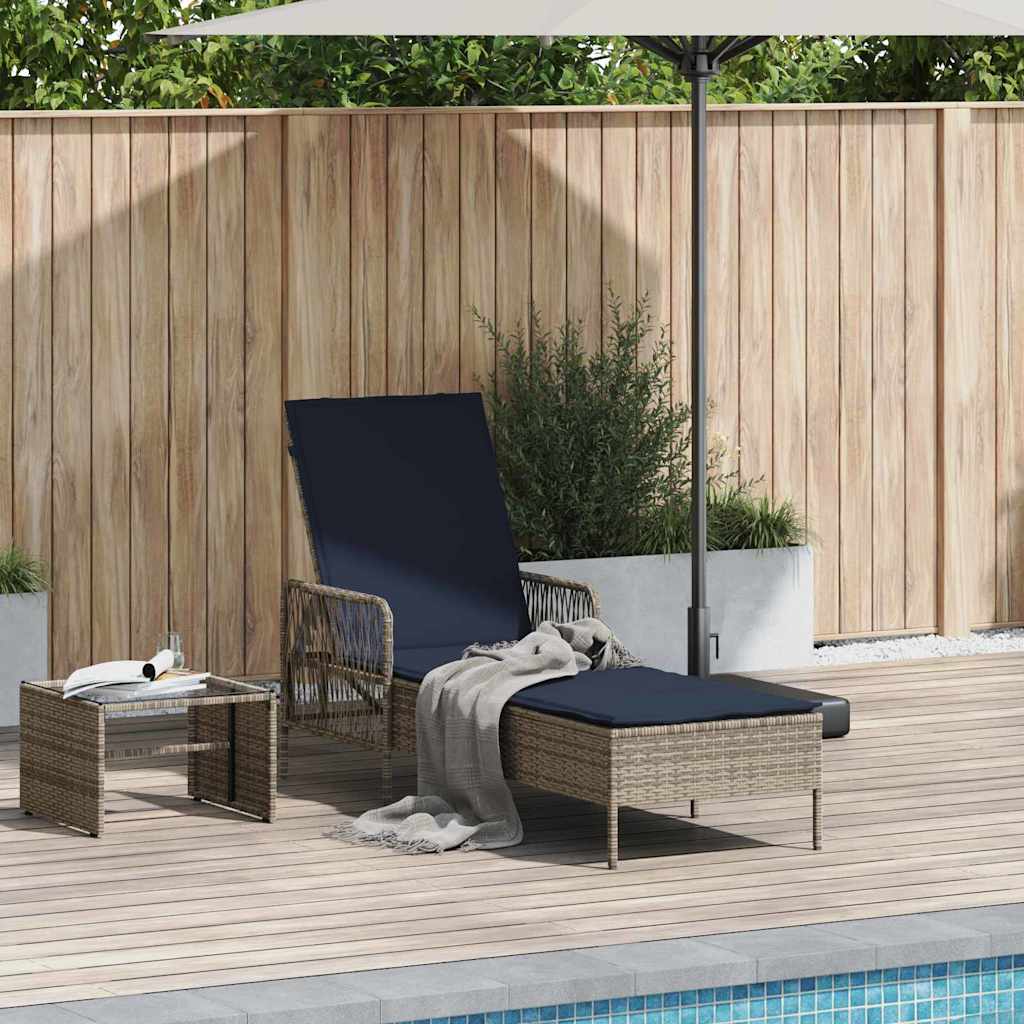 vidaXL Ligbed met Kussen Zwart van Poly Rattan