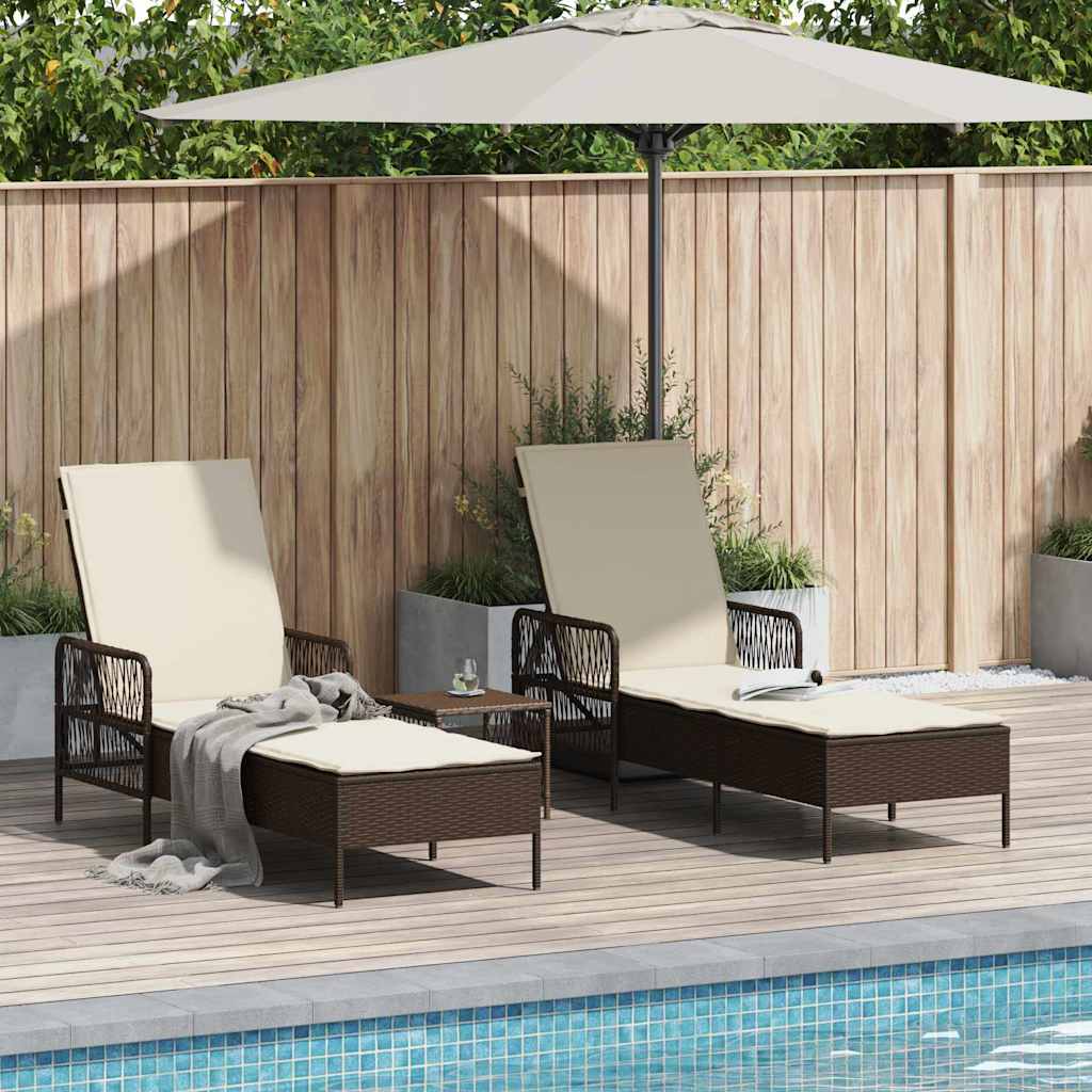 vidaXL Ligbed met Kussen Zwart van Poly Rattan