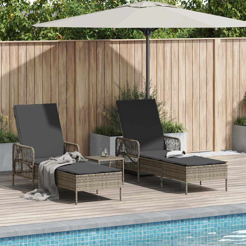 vidaXL Ligbed met Kussen Zwart van Poly Rattan