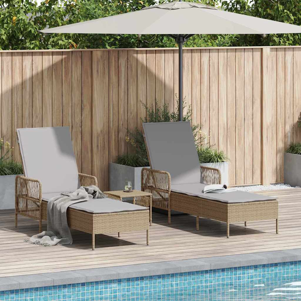 vidaXL Ligbed met Kussen Zwart van Poly Rattan