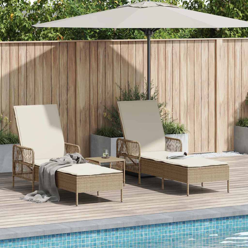 vidaXL Ligbed met Kussen Zwart van Poly Rattan