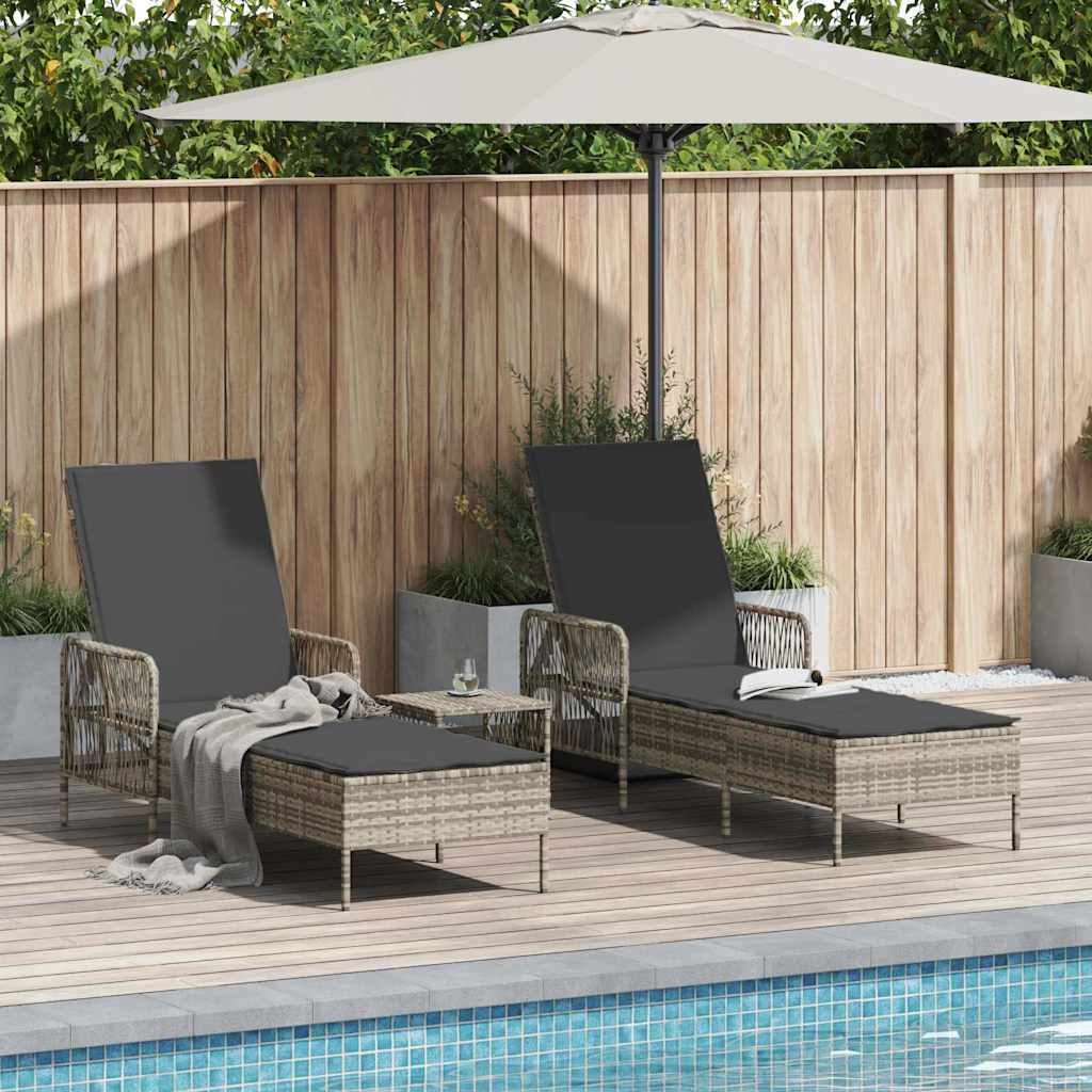 vidaXL Ligbed met Kussen Zwart van Poly Rattan