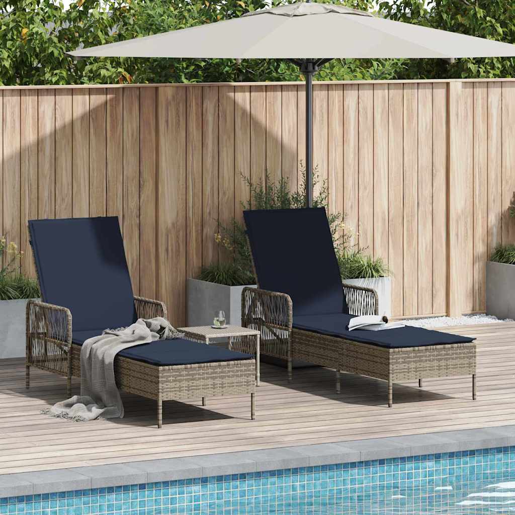 vidaXL Ligbed met Kussen Zwart van Poly Rattan