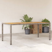 vidaXL Tuintafel met acaciahouten blad 190x90x75 cm poly rattan grijs