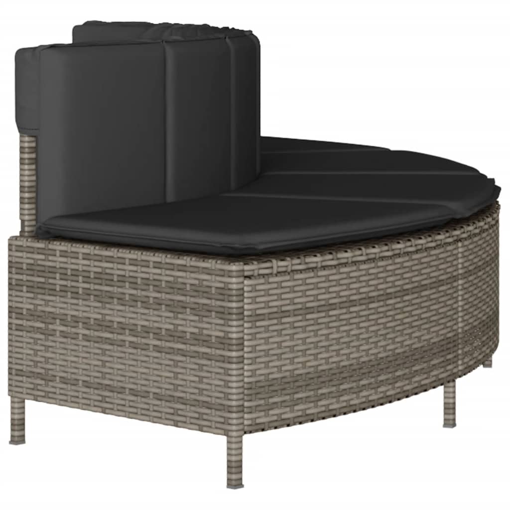 vidaXL Hottub-bankjes met kussens 2 st poly rattan grijs