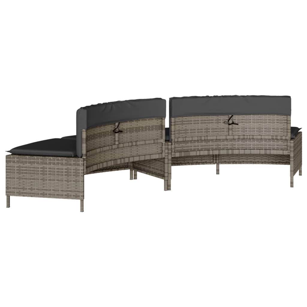 vidaXL Hottub-bankjes met kussens 2 st poly rattan grijs