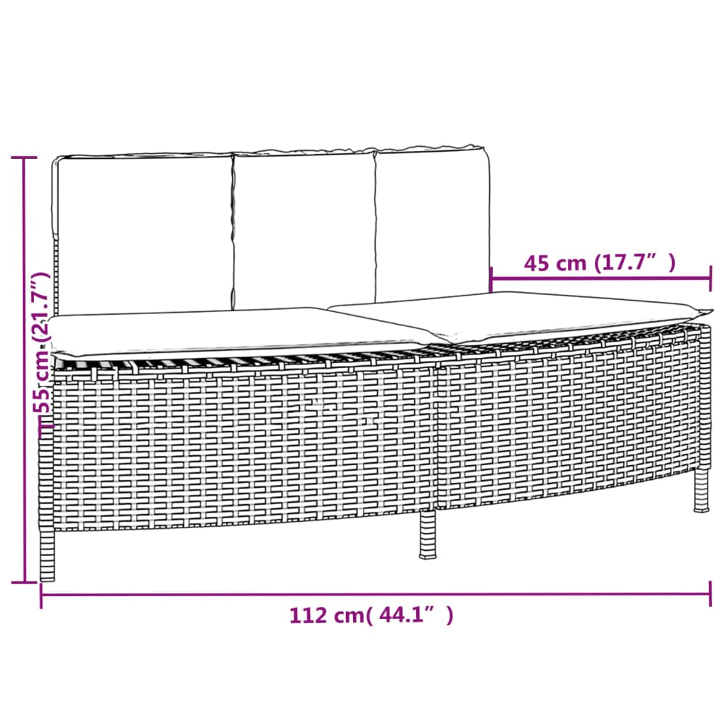 vidaXL Hottub-bankjes met kussens 2 st poly rattan grijs