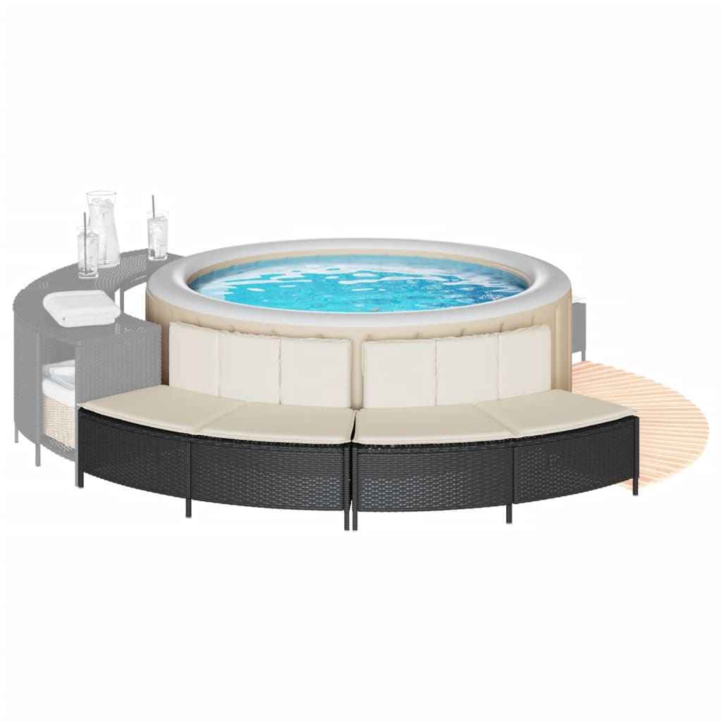 vidaXL Hottub-bankjes met kussens 2 st poly rattan grijs