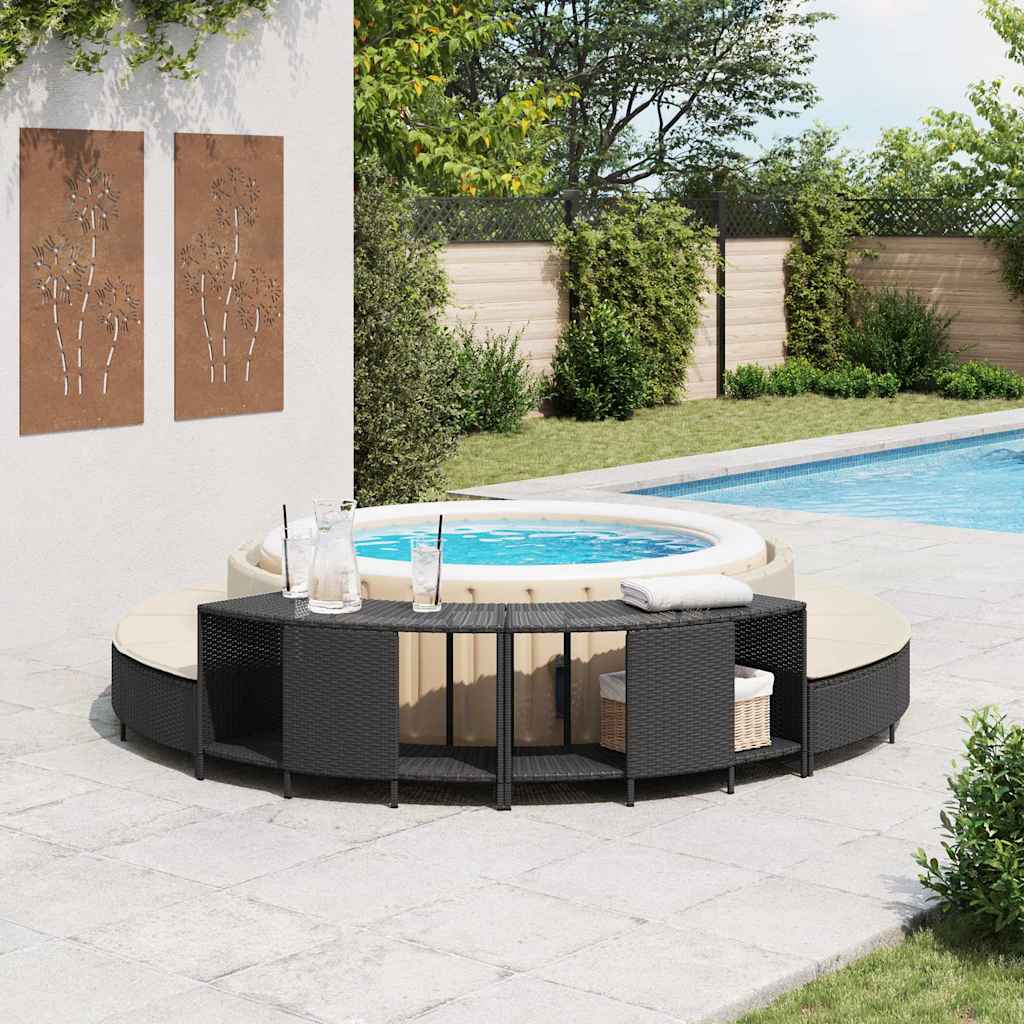 vidaXL Opbergschappen voor hottub 2 st poly rattan grijs