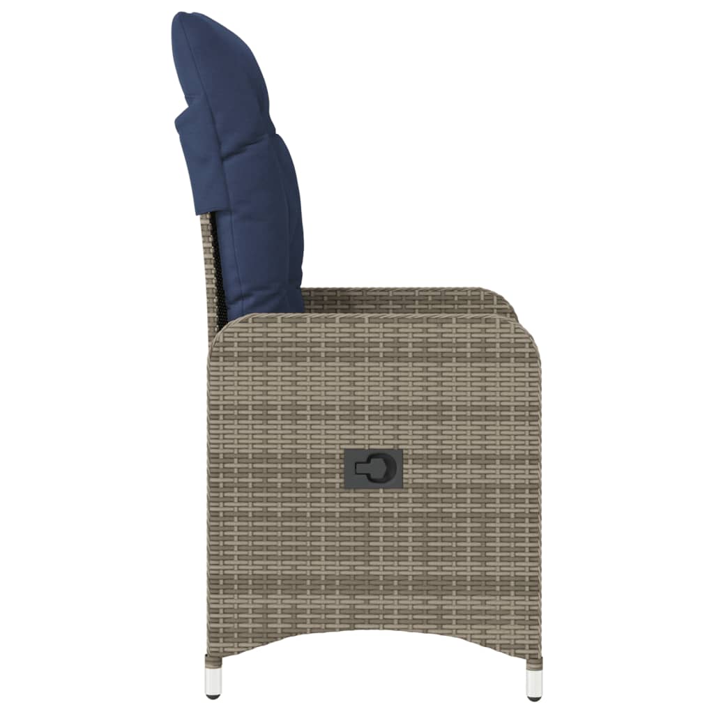 vidaXL Tuinstoelen 2 st verstelbaar met kussens poly rattan grijs
