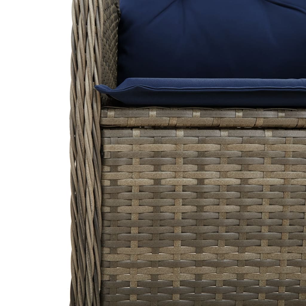 vidaXL Tuinstoelen 2 st verstelbaar met kussens poly rattan grijs