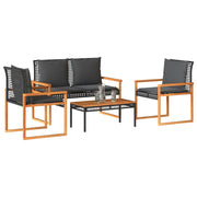 vidaXL 4-Piece Lounge Set with Cushions Poly Rattan Black
