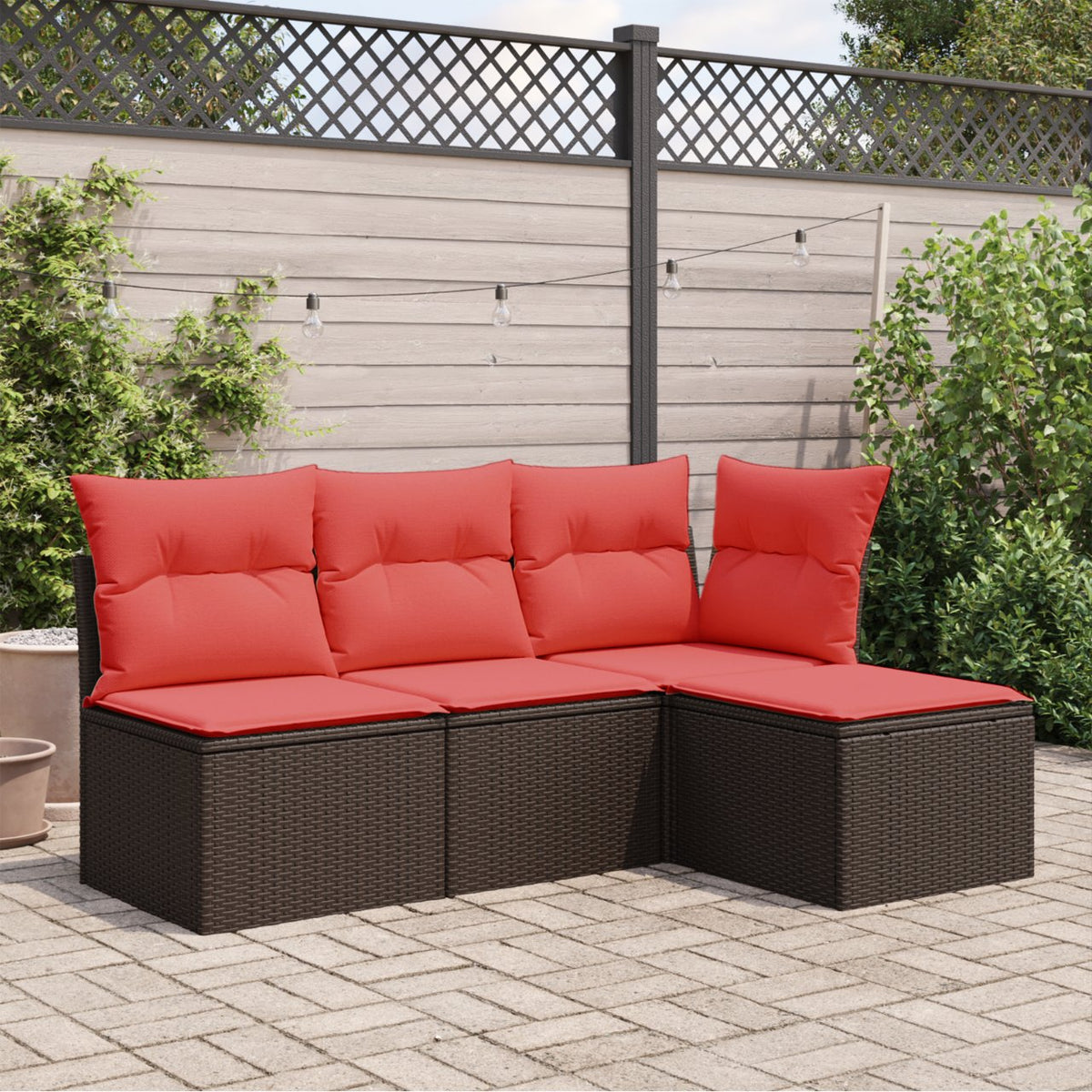 vidaXL Tuinkruk met kussen 55x55x37 cm poly rattan grijs