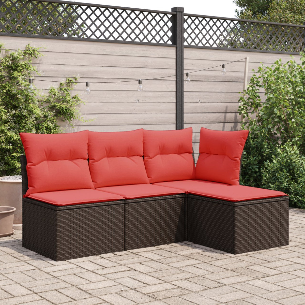 vidaXL Tuinkruk met kussen 55x55x37 cm poly rattan grijs