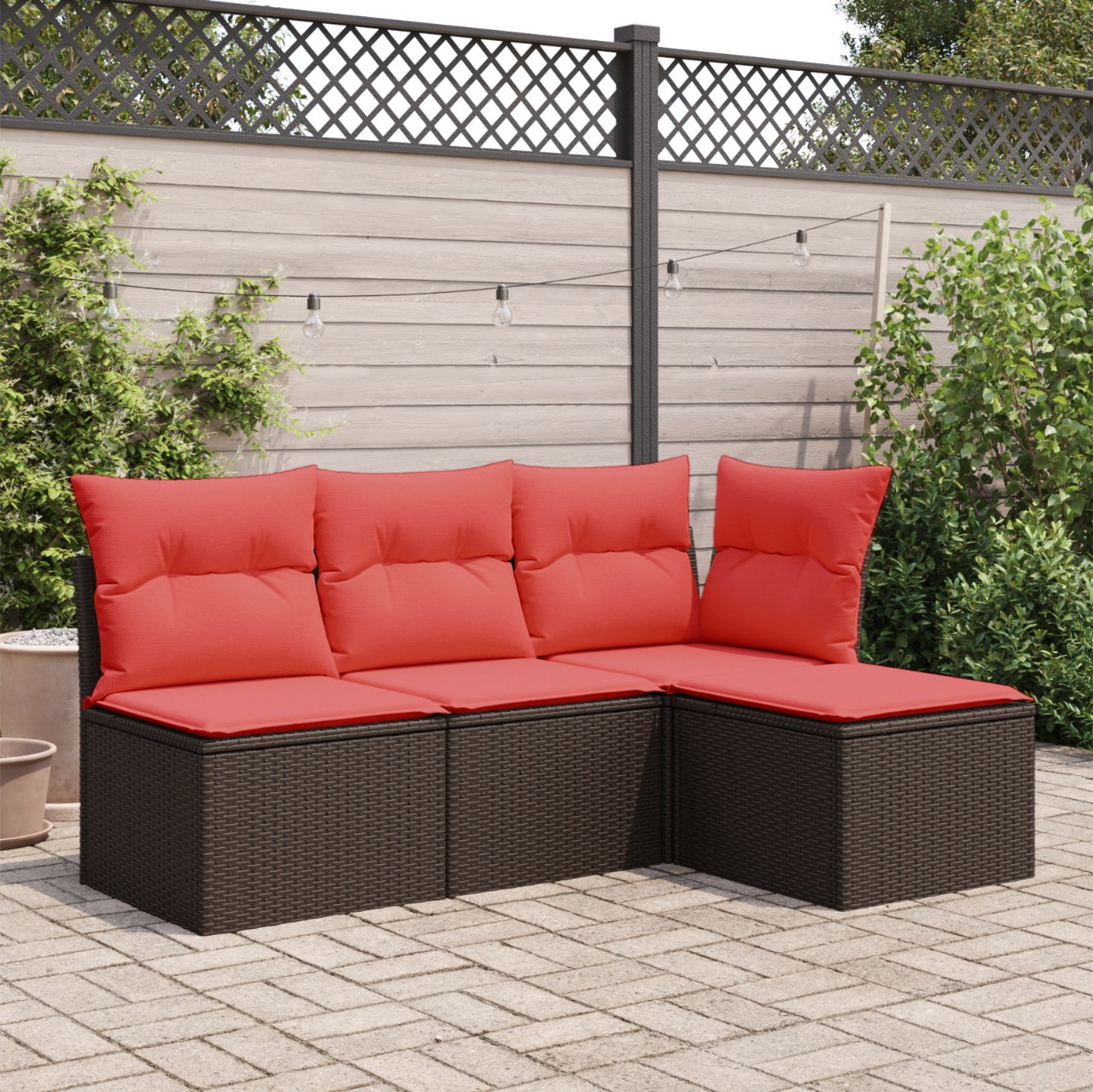 vidaXL Tuinkruk met kussen 55x55x37 cm poly rattan grijs