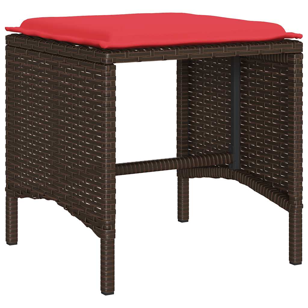 vidaXL 4-delige Loungeset met kussens poly rattan bruin