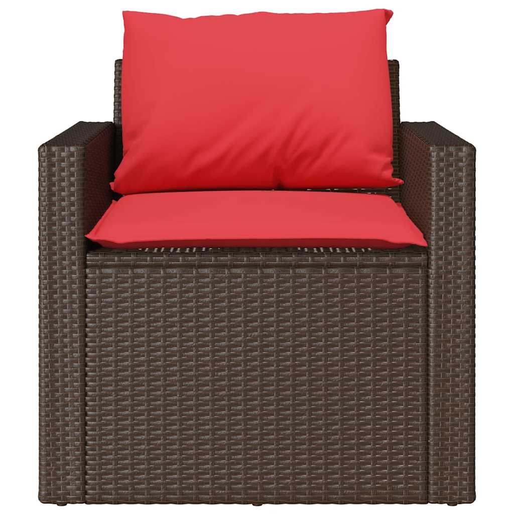 vidaXL 4-delige Loungeset met kussens poly rattan bruin