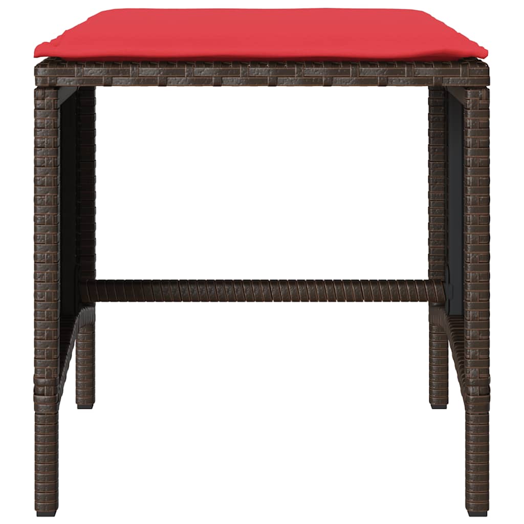 vidaXL 4-delige Loungeset met kussens poly rattan bruin