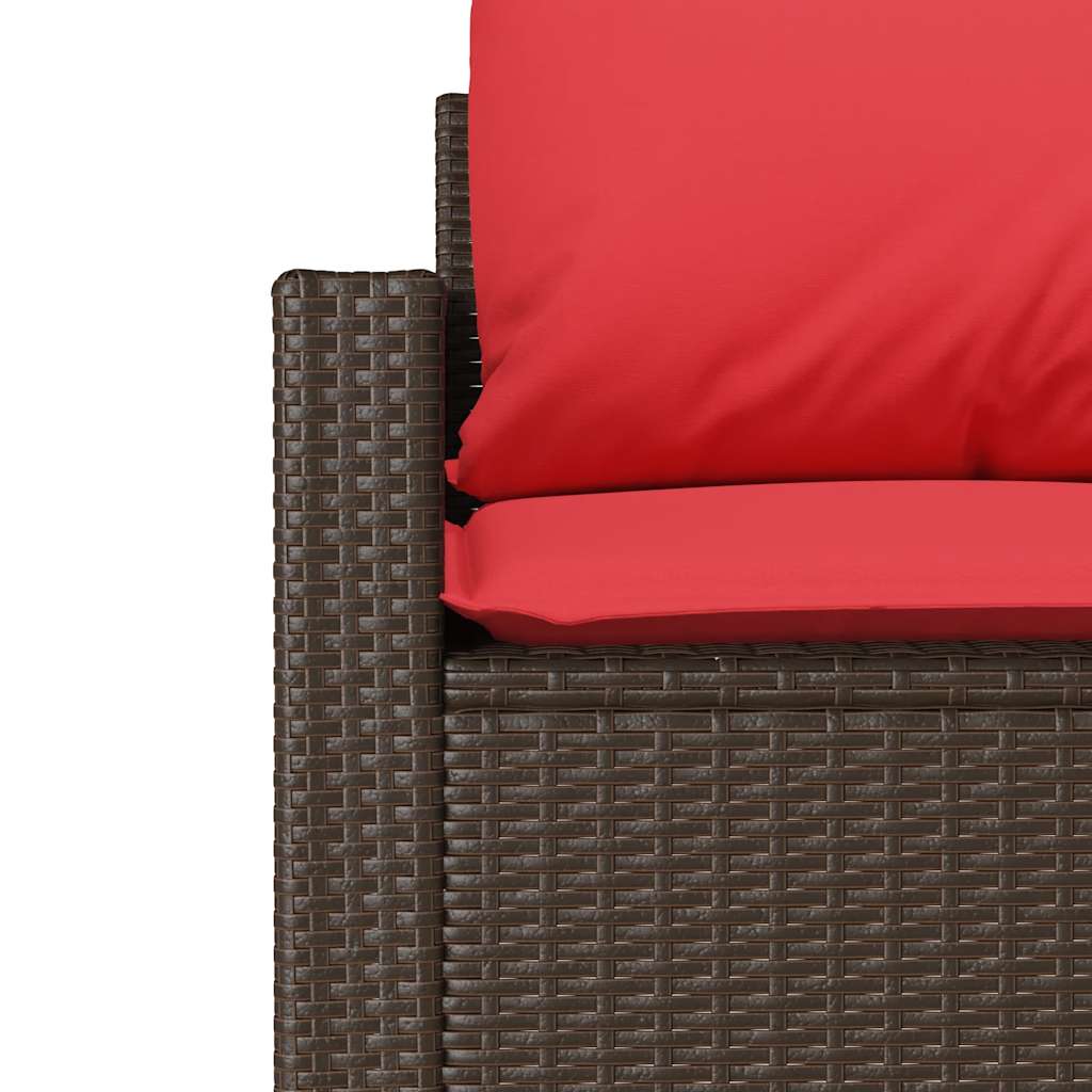 vidaXL 4-delige Loungeset met kussens poly rattan bruin