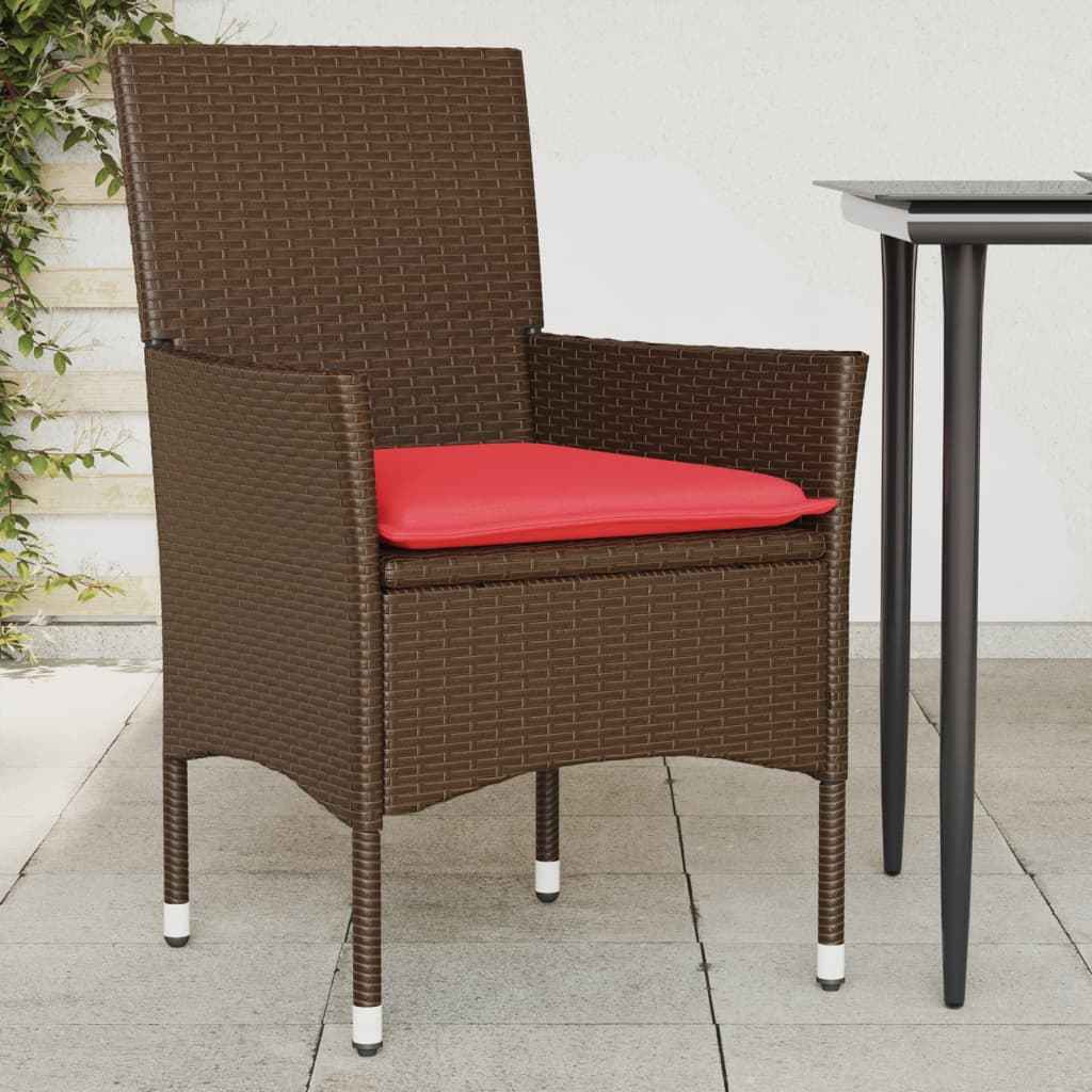 vidaXL Tuinstoelen 2 st met kussens poly rattan grijs