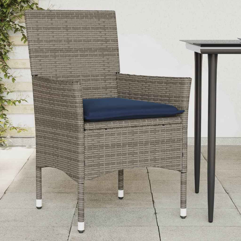 vidaXL Tuinstoelen 2 st met kussens poly rattan grijs
