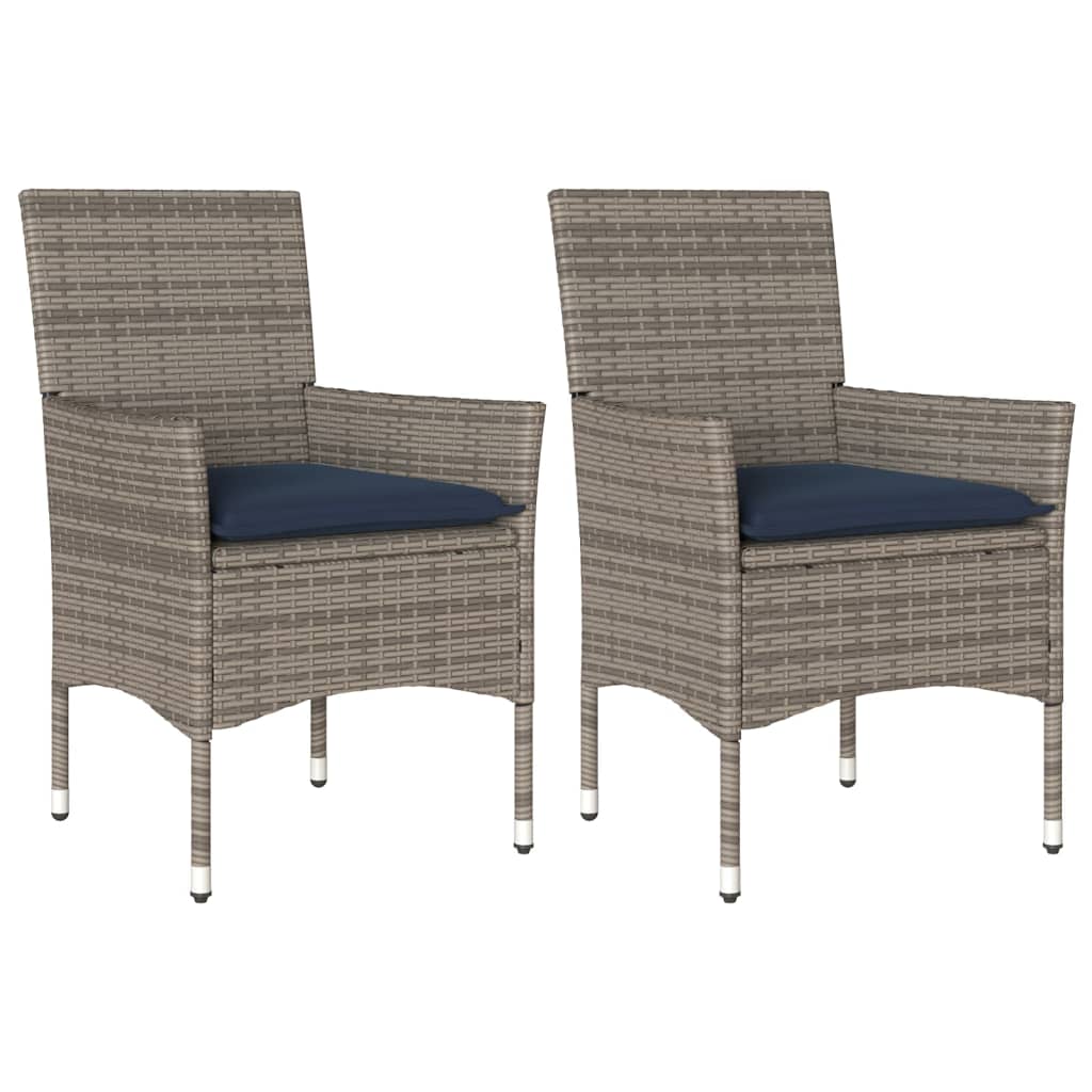vidaXL Tuinstoelen 2 st met kussens poly rattan grijs