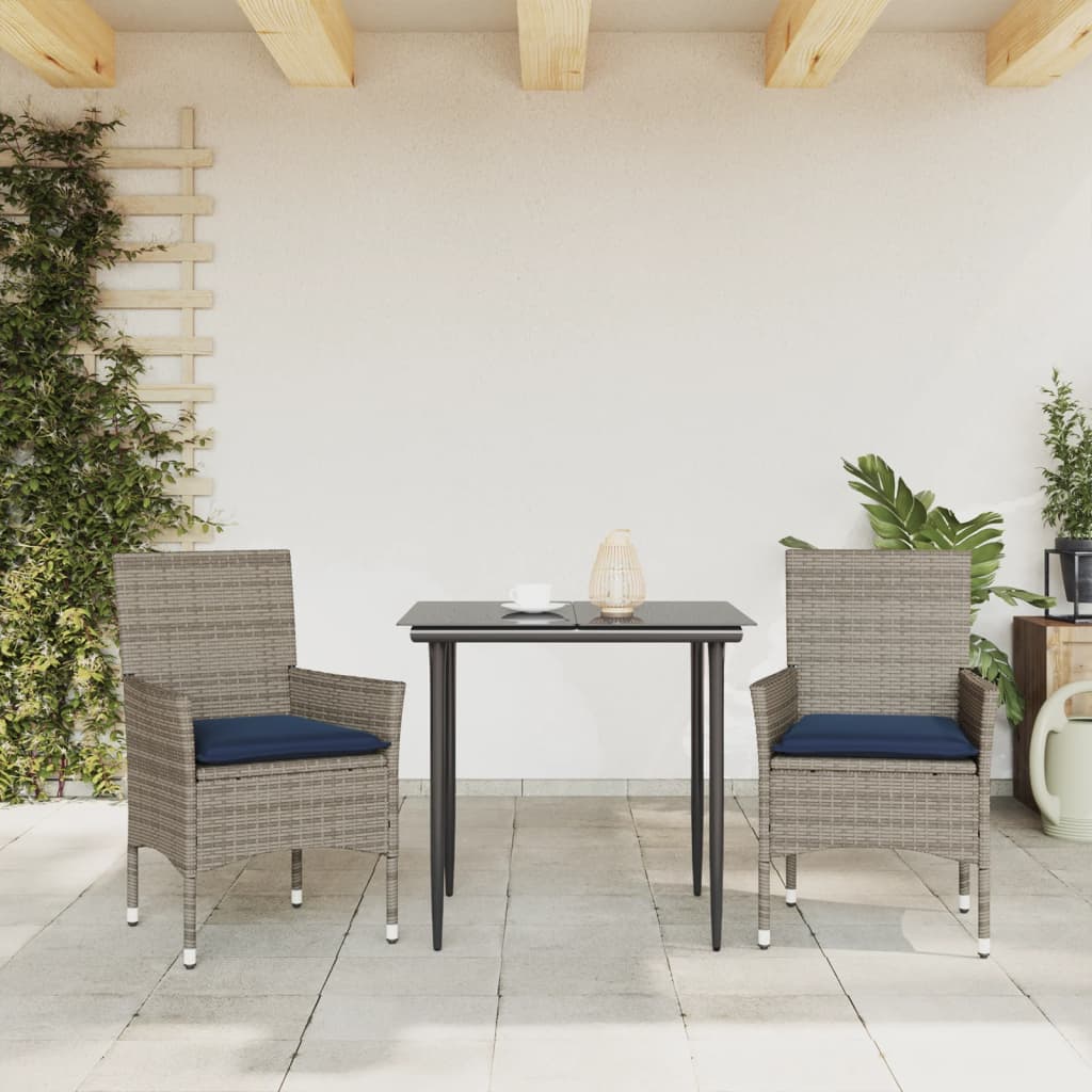 vidaXL Tuinstoelen 2 st met kussens poly rattan grijs