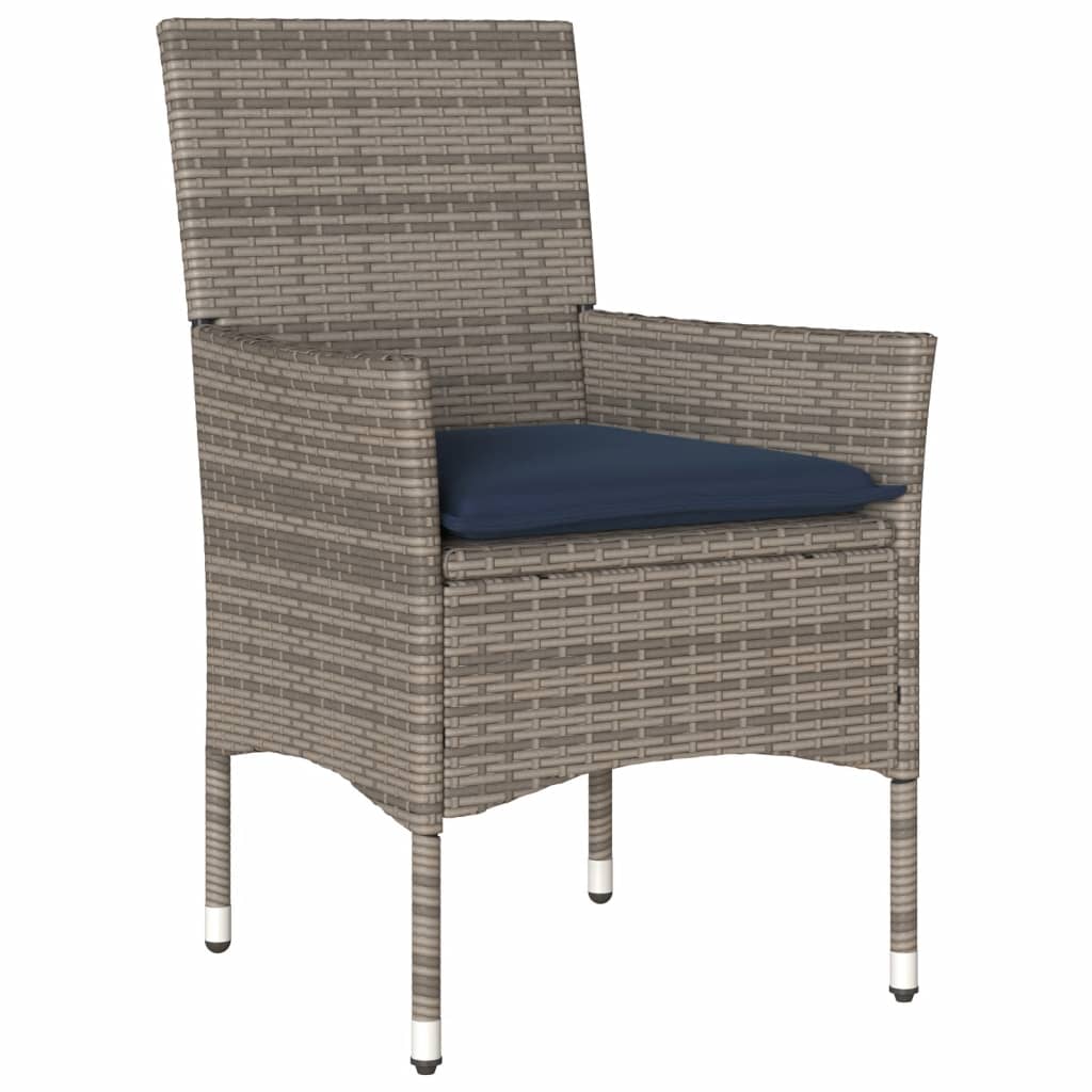 vidaXL Tuinstoelen 2 st met kussens poly rattan grijs