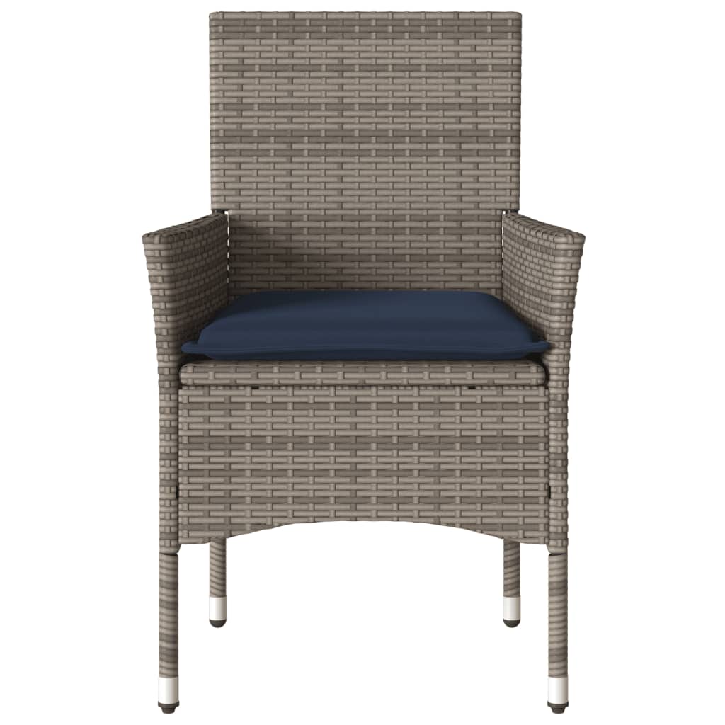 vidaXL Tuinstoelen 2 st met kussens poly rattan grijs