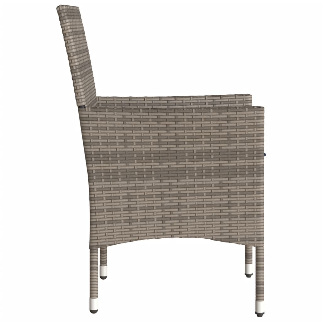 vidaXL Tuinstoelen 2 st met kussens poly rattan grijs