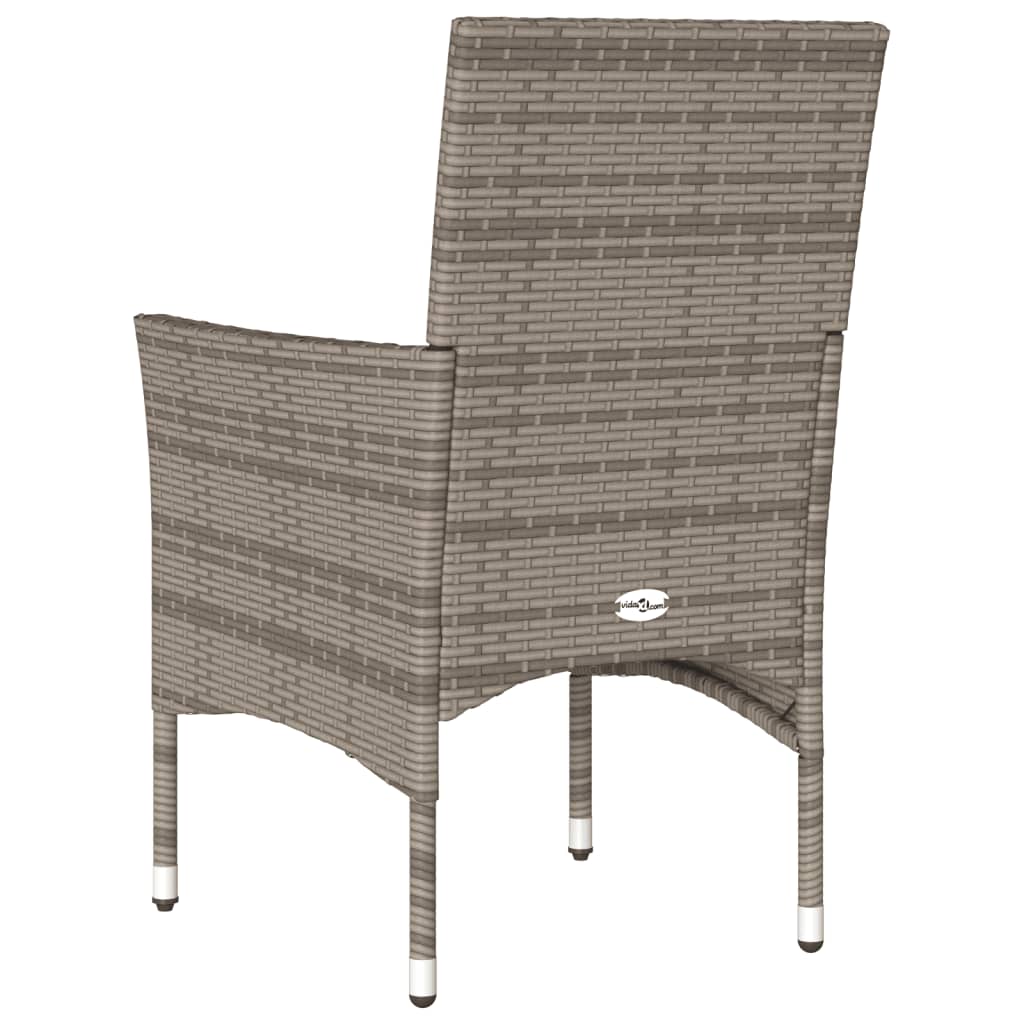 vidaXL Tuinstoelen 2 st met kussens poly rattan grijs