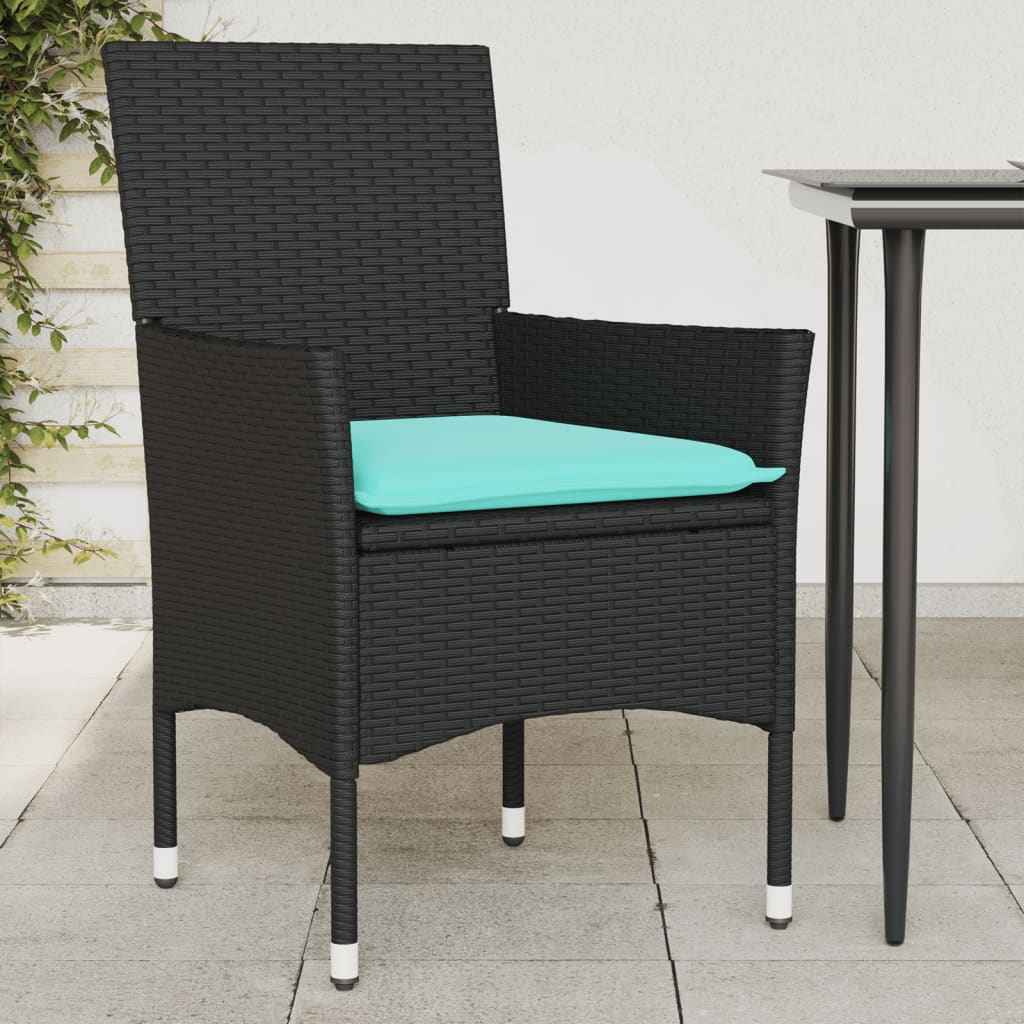 vidaXL Tuinstoelen 2 st met kussens poly rattan grijs