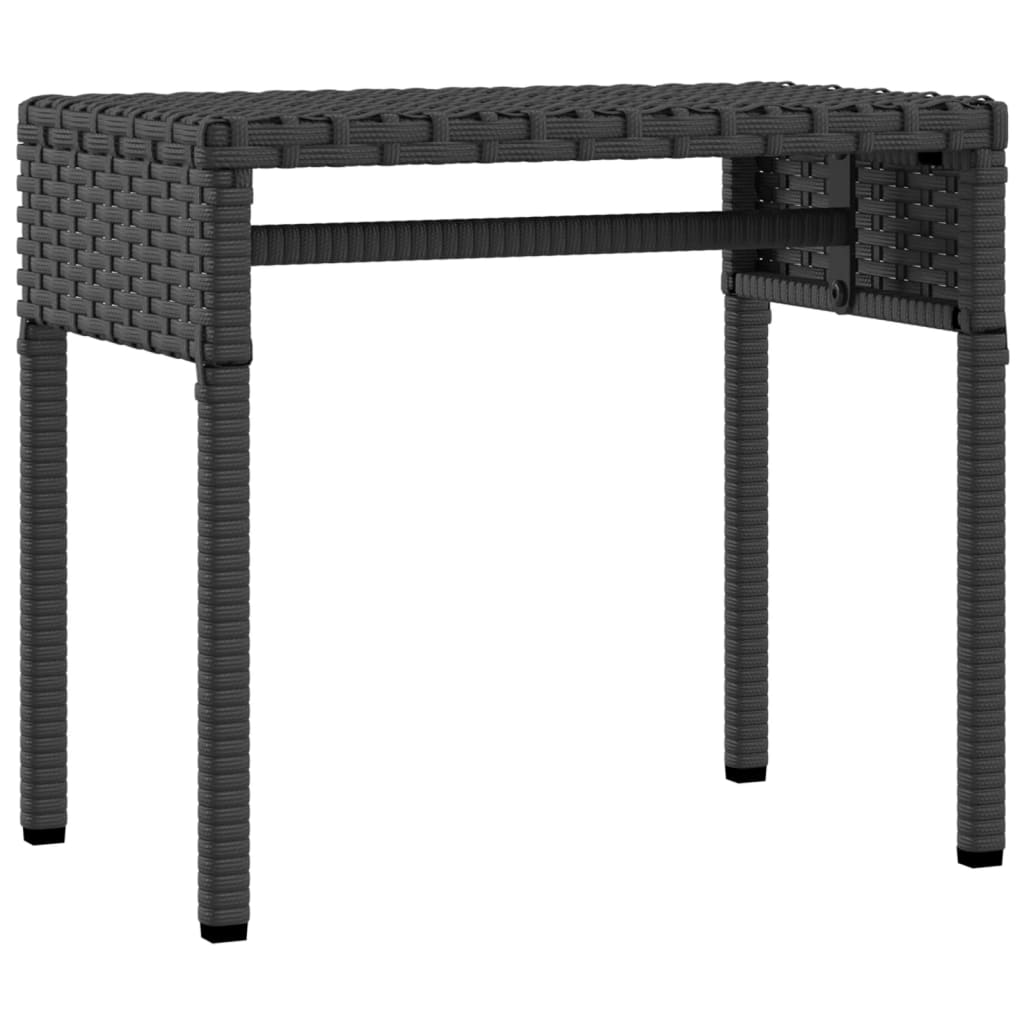 vidaXL Ligstoel met luifel en tafel zwart poly rattan