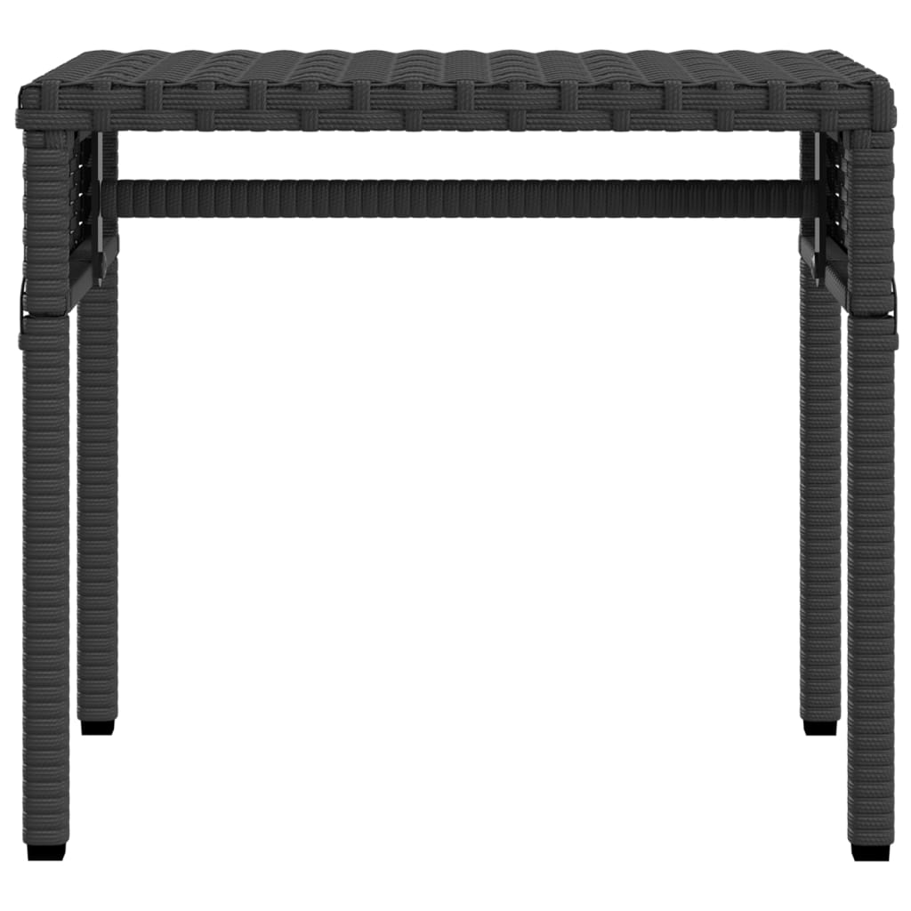 vidaXL Ligstoel met luifel en tafel zwart poly rattan