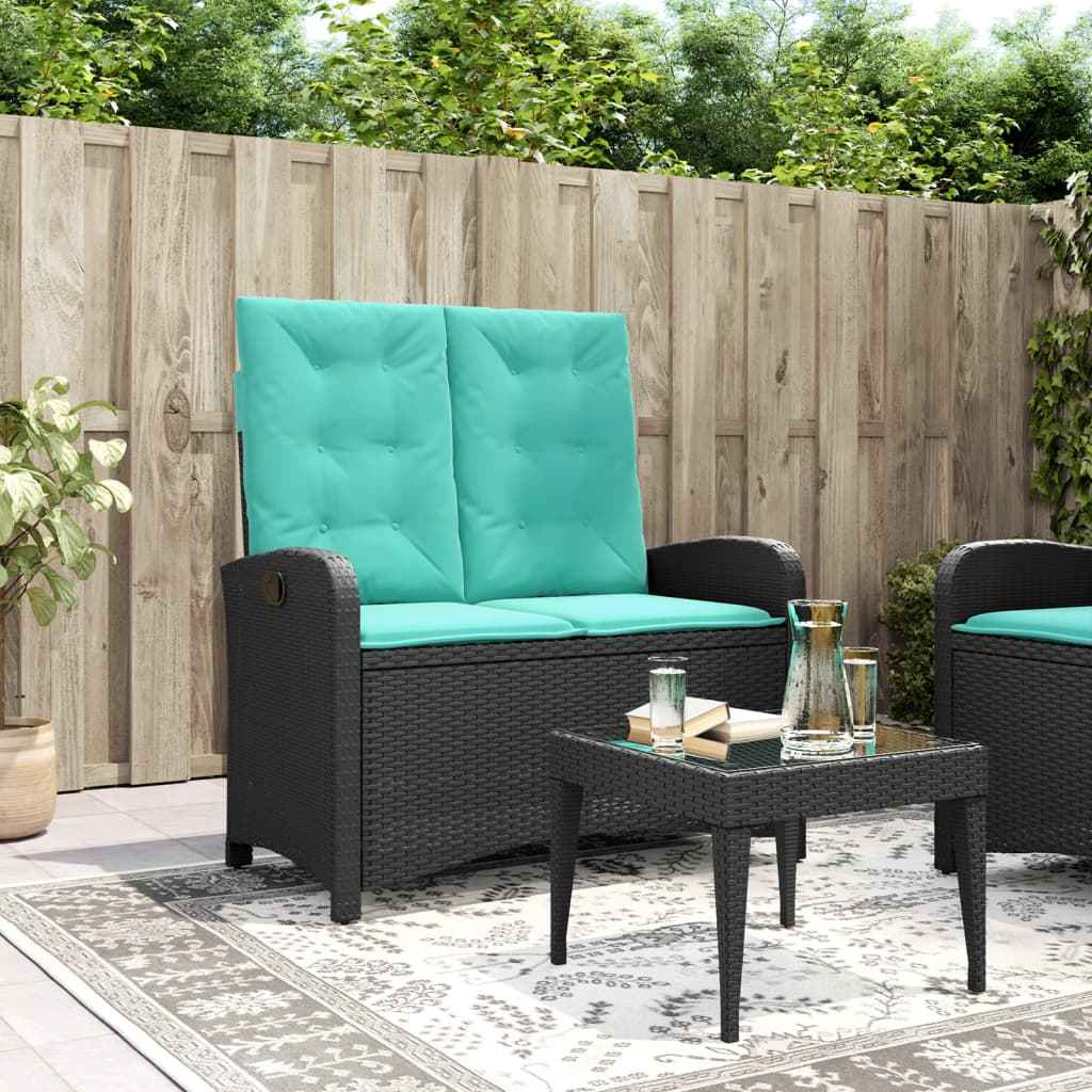 vidaXL Tuinbankje verstelbaar met kussens poly rattan bruin