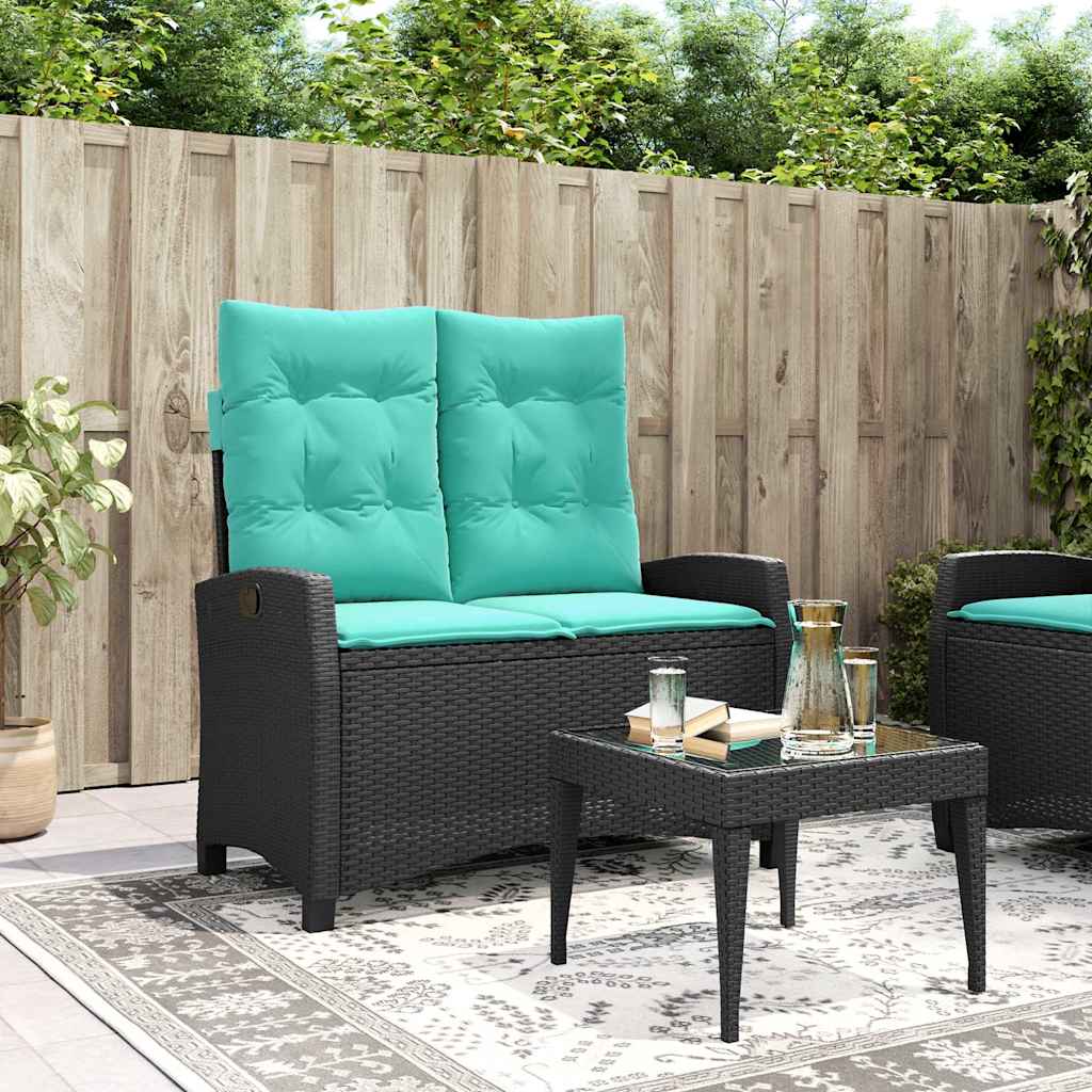 vidaXL Tuinbankje verstelbaar met kussens poly rattan bruin