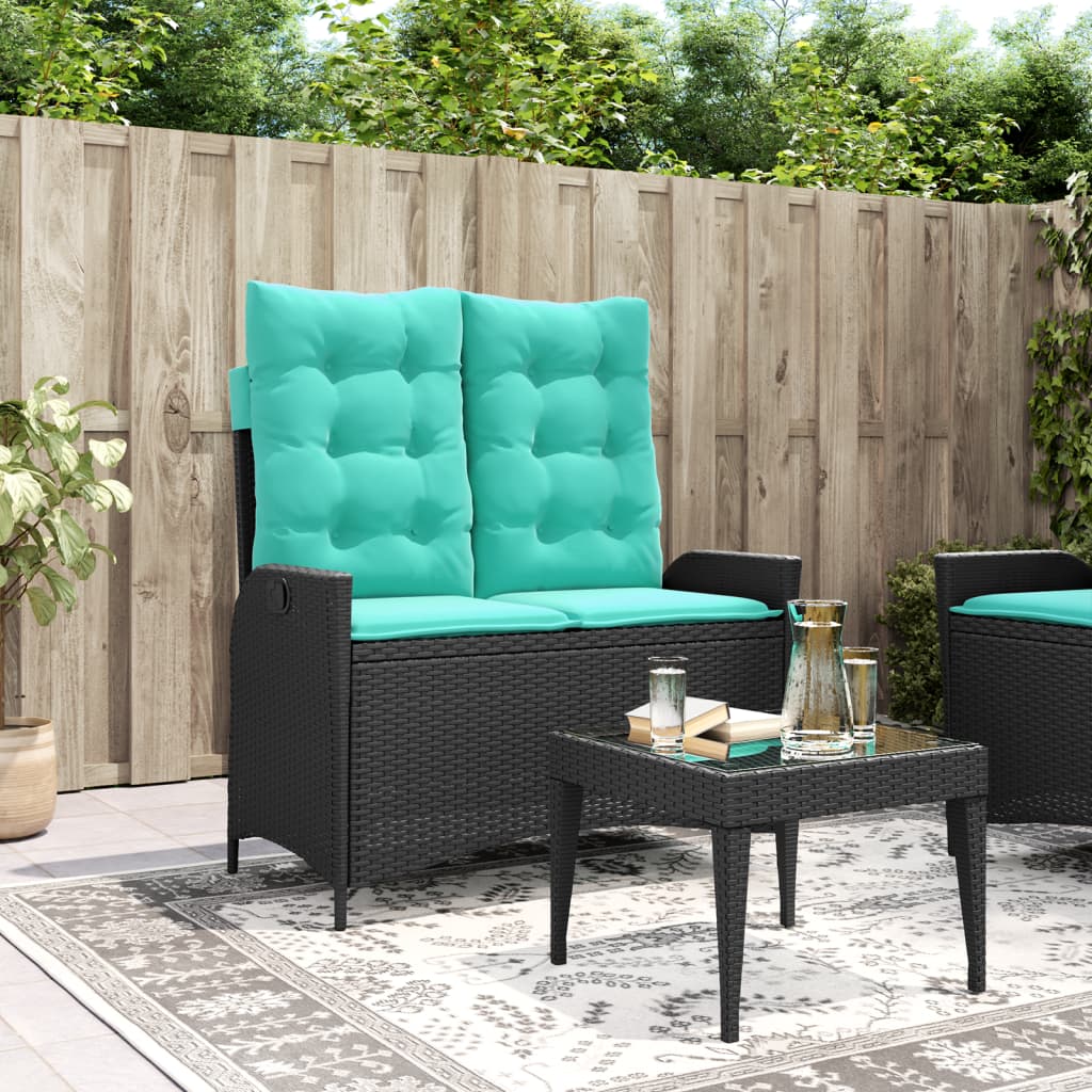 vidaXL Tuinbankje verstelbaar met kussens poly rattan bruin