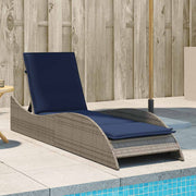 vidaXL Ligbed met kussen grijs 60x205x73 cm poly rattan