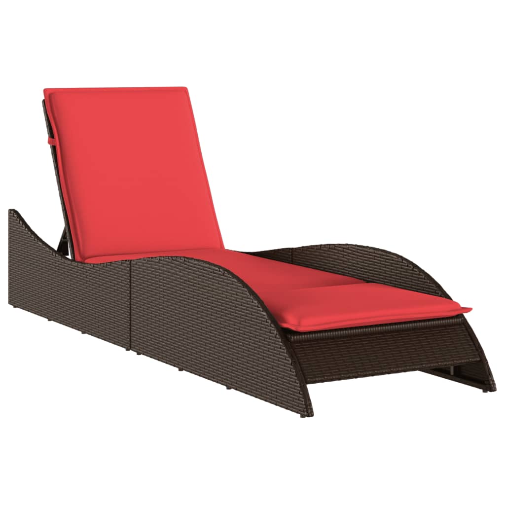 vidaXL Ligbed met kussen grijs 60x205x73 cm poly rattan