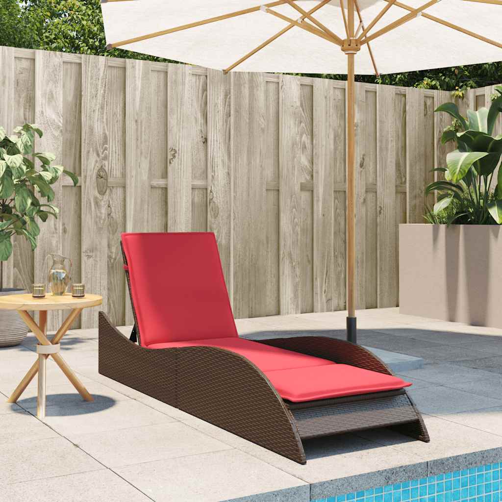 vidaXL Ligbed met kussen grijs 60x205x73 cm poly rattan