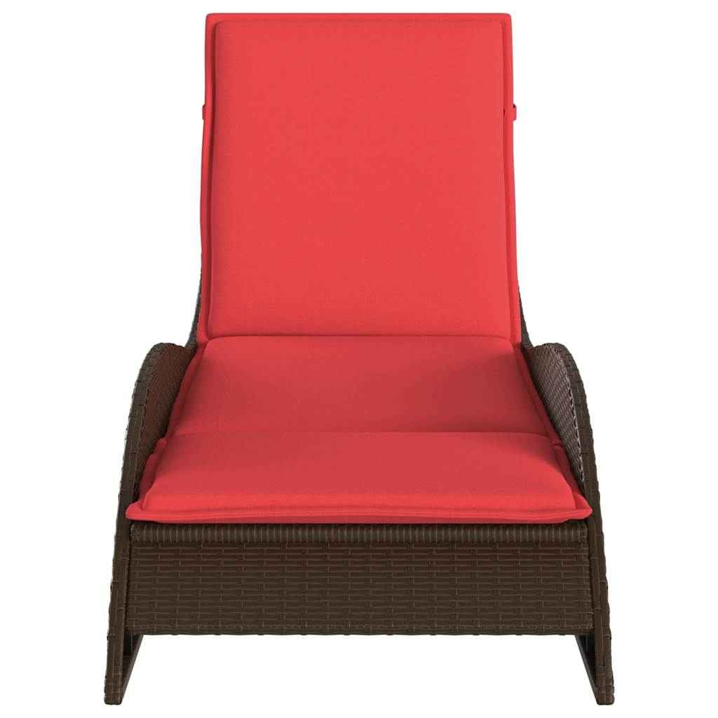 vidaXL Ligbed met kussen grijs 60x205x73 cm poly rattan