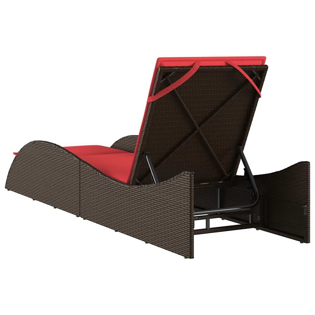 vidaXL Ligbed met kussen grijs 60x205x73 cm poly rattan
