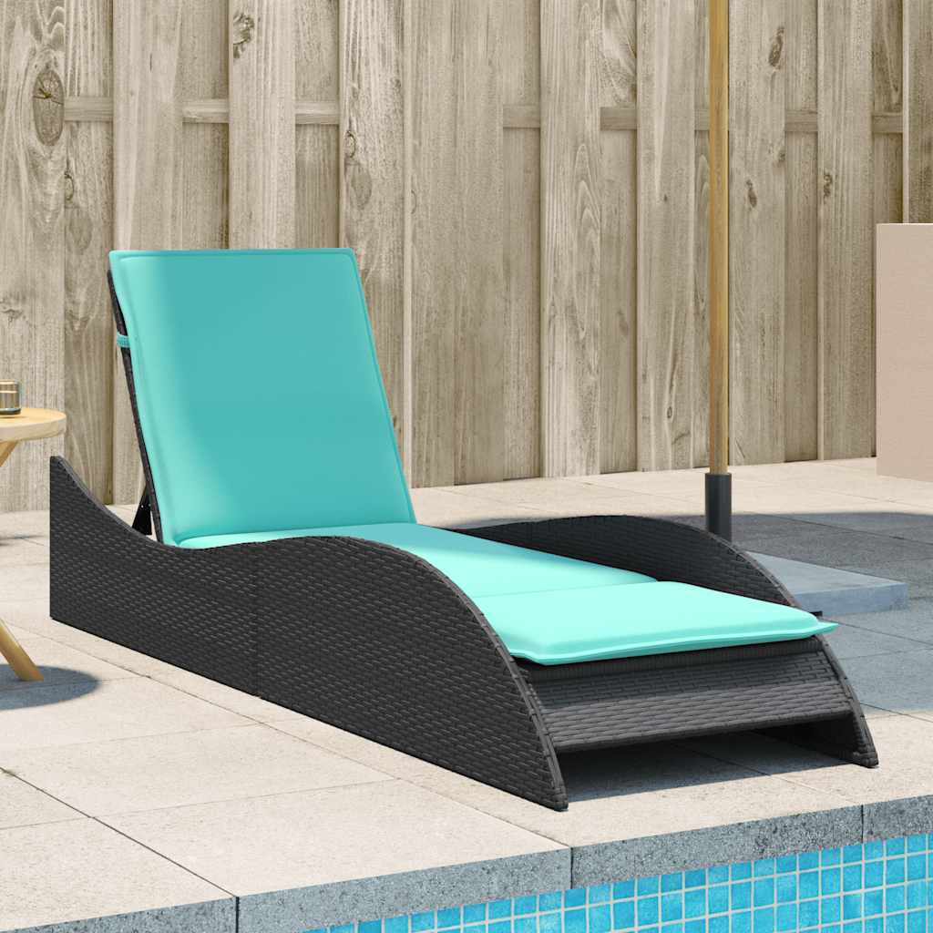vidaXL Ligbed met kussen grijs 60x205x73 cm poly rattan