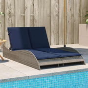 vidaXL Ligbed met kussens grijs 114x205x73 cm poly rattan
